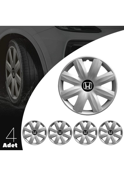 Honda Accord 13 Inç Uyumlu Jant Kapağı Amblemli Gri 4 Adet 1 Takım 115