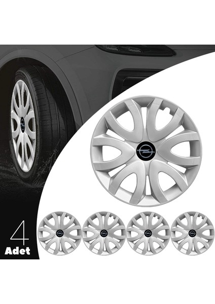 Opel Corsa D 15 Inç Uyumlu Jant Kapağı Amblemli Gri 4 Adet 1 Takım 139