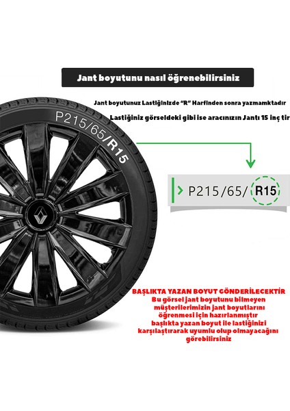 Renault Clio 4 16 Inç Jant Kapağı Amblemli Piano Black 4 Adet 1 Takım 213