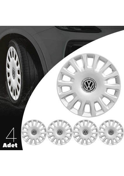 Volkswagen Caddy 14 Inç Jant Kapağı Amblemli Gri 4 Adet 1 Takım 144