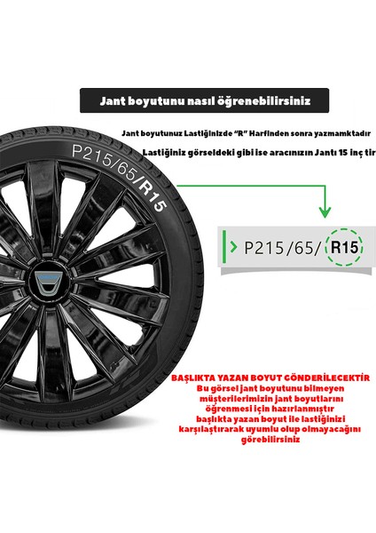 Dacia Lodgy 16 Inç Uyumlu Jant Kapağı Amblemli Piano Black 4 Adet 1 Takım 213 fırsatları