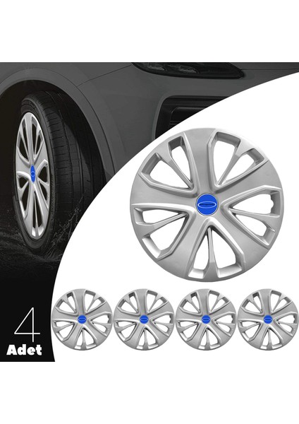 Ford Connect 15 Inç Uyumlu Jant Kapağı Amblemli Gri 4 Adet 1 Takım 138