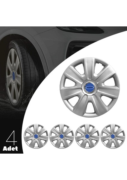 Ford Fiesta 14 Inç Uyumlu Jant Kapağı Amblemli Gri 4 Adet 1 Takım 108