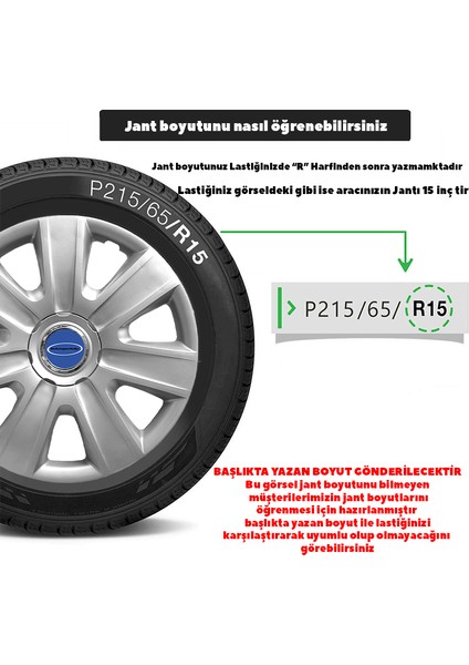 Ford Fiesta 14 Inç Uyumlu Jant Kapağı Amblemli Gri 4 Adet 1 Takım 108