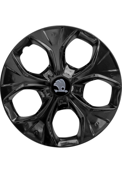 Skoda Scala 14 Inç Uyumlu Jant Kapağı Amblemli Piano Black 4 Adet 1 Takım 211
