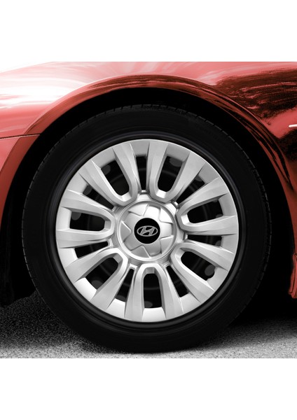 Hyundai Sonata 15 Inç Jant Kapağı Amblemli Gri 4'lü Set 109