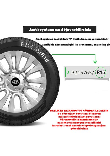 Hyundai Sonata 15 Inç Jant Kapağı Amblemli Gri 4'lü Set 109