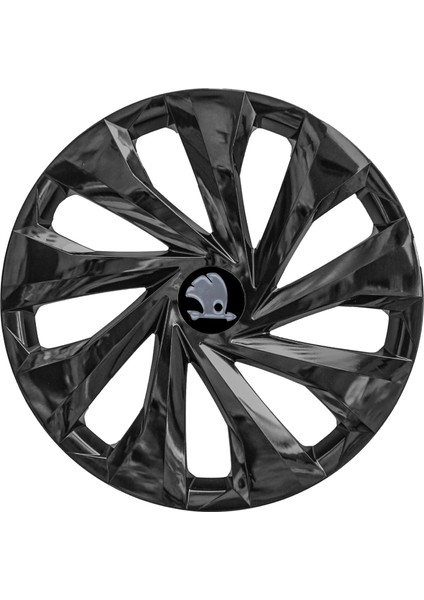 Skoda Fabia 14 Inç Uyumlu Jant Kapağı Amblemli Piano Black 4 Adet 1 Takım 216