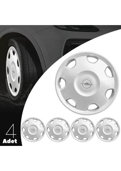 Opel Corsa C 13 Inç Uyumlu Jant Kapağı Amblemli Gri 4 Adet 1 Takım 157