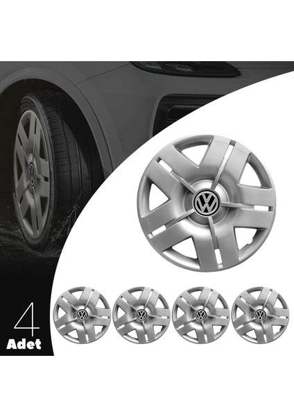 Volkswagen Caddy 13 Inç Jant Kapağı Amblemli Gri 4'lü Set 102