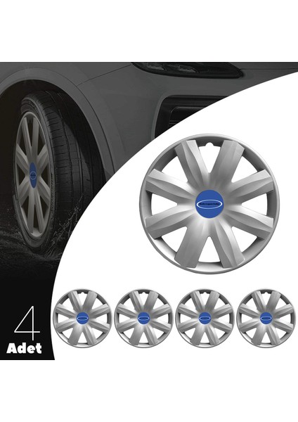 Ford Fiesta Van 14 Inç Jant Kapağı Amblemli Gri 4'lü Set 116