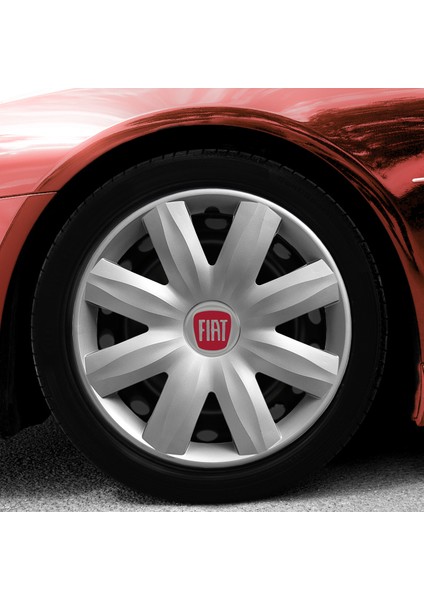 Fiat Albea 14 Inç Jant Kapağı Amblemli Gri 4'lü Set 116