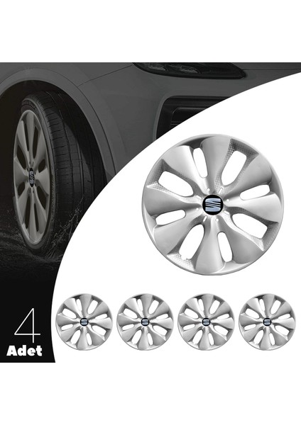 Seat Leon 15 Inç Jant Kapağı Amblemli Gri 4'lü Set 133