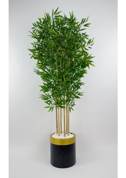 Yapay Bambu Ağacı 170CM Siyah Metal Saksıda Gold