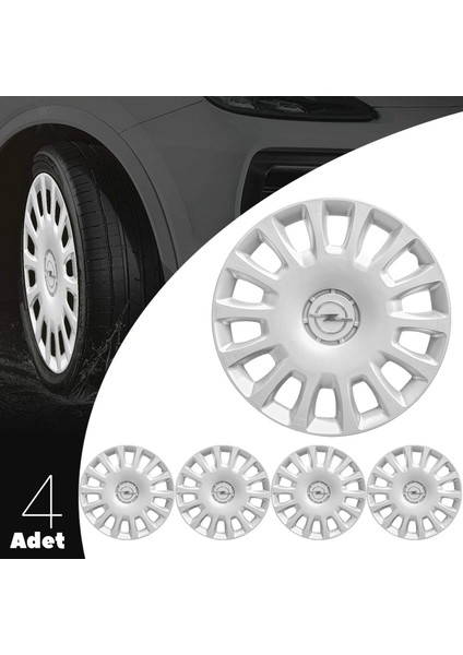 Opel Corsa C 14 Inç Jant Kapağı Amblemli Gri 4'lü Set 144