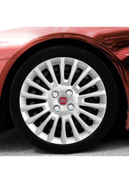 Fiat Linea 15 Inç Jant Kapağı Amblemli Gri 4'lü Set 148