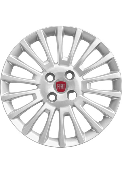 Fiat Linea 15 Inç Jant Kapağı Amblemli Gri 4'lü Set 148