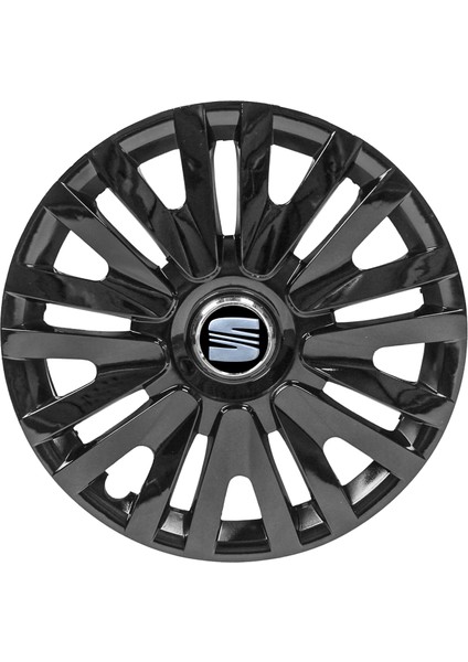 Seat Leon 14 Inç Jant Kapağı Amblemli Piano Black 4'lü Set 208