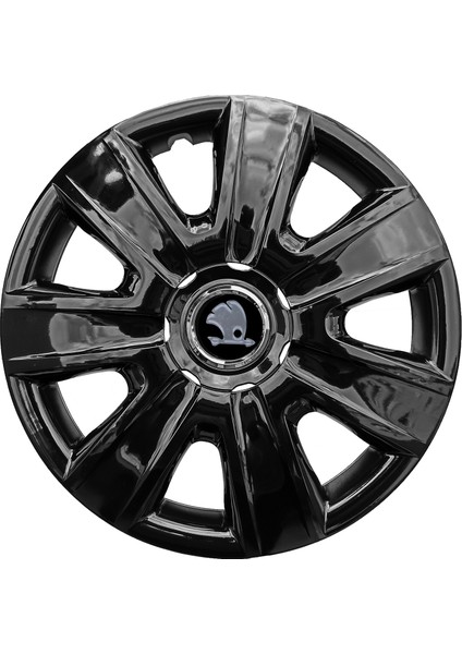 Skoda Fabia 13 Inç Jant Kapağı Amblemli Piano Black 4'lü Set 204