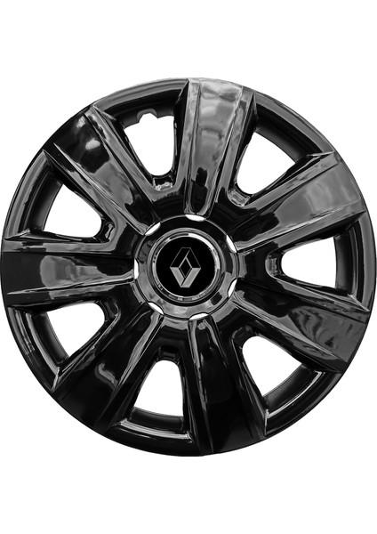 Renault Clio 13 Inç Jant Kapağı Amblemli Piano Black 4'lü Set 204