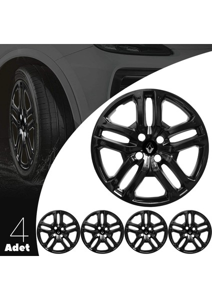 Renault Clio 4 16 Inç Uyumlu Jant Kapağı Piano Black 4'lü Takım 218 modelleri