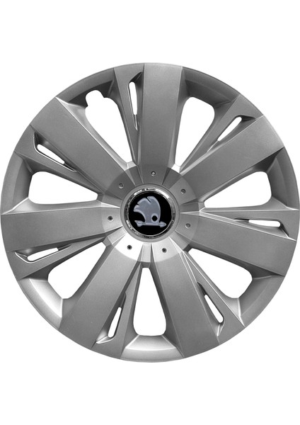 Skoda 15 Inç Uyumlu Jant Kapağı Amblemli Gri 4 Adet 1 Takım 114