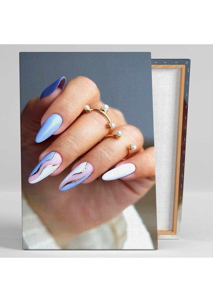 Lila Balerin Oje El Modeli Gold Detaylar Tırnak Artisti Kanvas Tablo