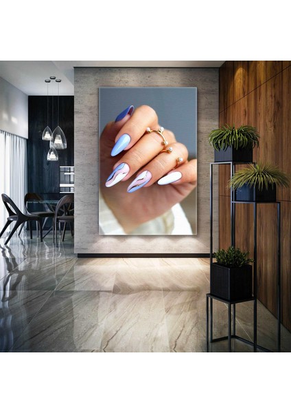 Lila Balerin Oje El Modeli Gold Detaylar Tırnak Artisti Kanvas Tablo fiyatları