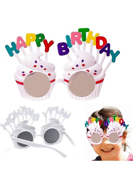 Happy Birthday Krema Gözlük Beyaz Renk Çocuk Yetişkin Uyumlu 1 Adet Hawaretro fiyatları