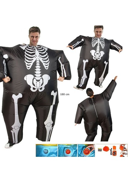 Şişme Maskot Kostümü Pilli Skeleton Kıyafeti Yetişkin Hallow