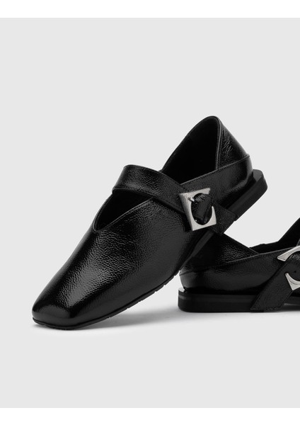 Vekda Hakiki Rugan Deri Kadın Siyah Loafer Ayakkabı modelleri