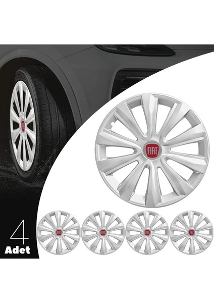 Fiat Fiorino 16 Inç Jant Kapağı Amblemli Gri 4 Adet 1 Takım 143