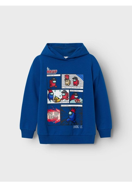 Kapüşonlu Mavi Erkek Çocuk Sweatshirt 13221796