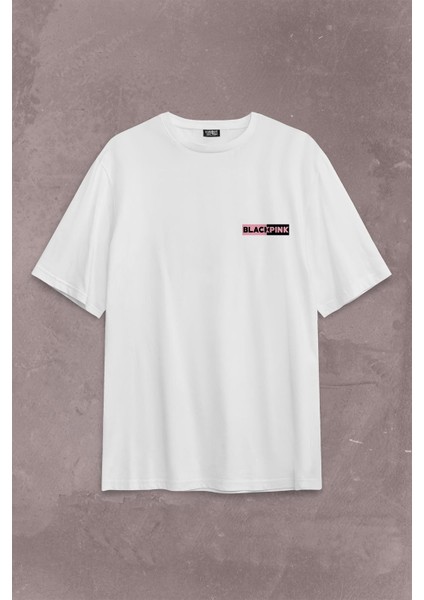 Black Pink Blackpink Logo Sırt Ön Baskılı Oversize Tişört T-Shirt
