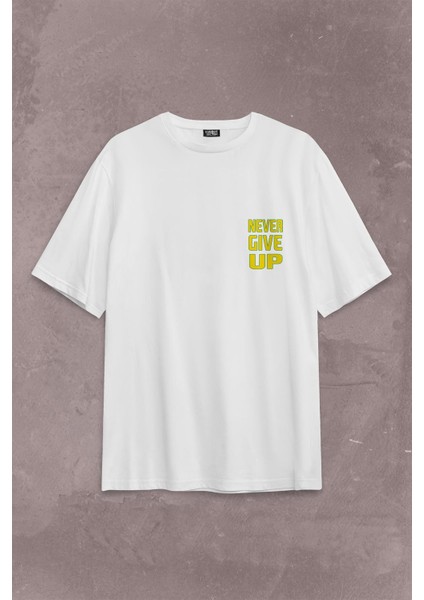 John Cena Wwe Logo Never Give Up Amerikan Güreşi Sırt Ön Baskılı Oversize Tişört T-Shirt fiyatları