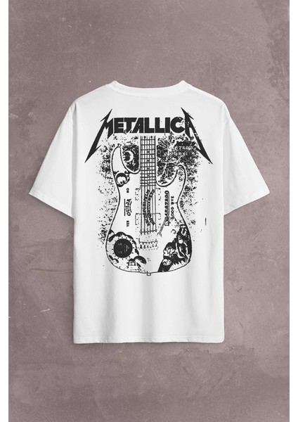 Metallica Kirk Ouija Board Guitar Rock Gitar Sırt Ön Baskılı Oversize Tişört T-Shirt fiyatları