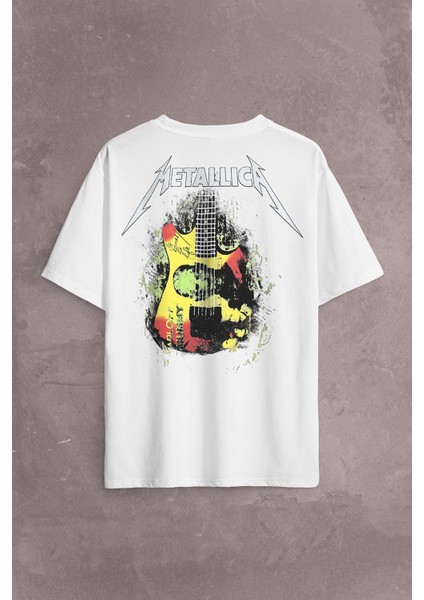 Metallica Kirk Ouija Board Guitar Rock Gitar Sırt Ön Baskılı Oversize Tişört T-Shirt fiyatları