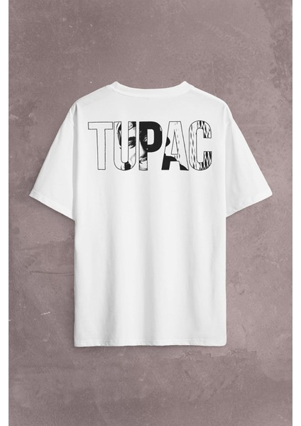 Tupac Amaru Shakur Awesome 2pac Rap Music Sırt Ön Baskılı Oversize Tişört T-Shirt