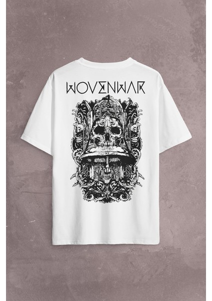 Ben Sahar Behemoth Metal Rock Kuru Kafa Skull Sırt Ön Baskılı Oversize Tişört T-Shirt fiyatları