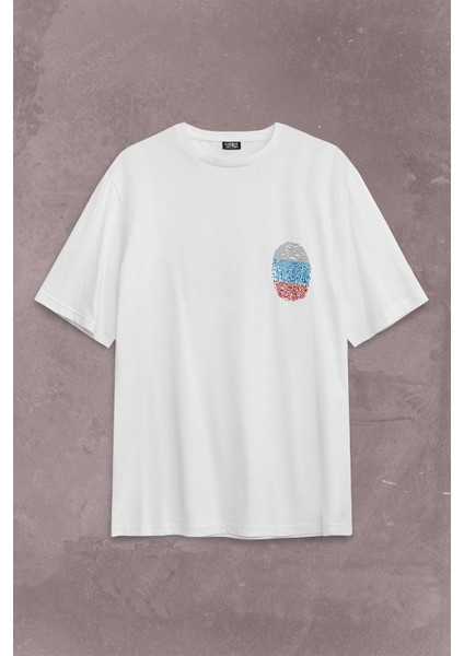 Fransa Bayrağı Damgası Parmak Izi Sırt Ön Baskılı Oversize Tişört T-Shirt fiyatları