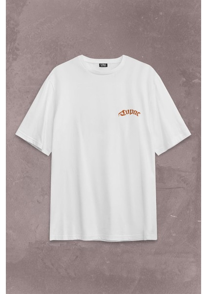 2pac Tupac Shakur Makaveli Cartoon Atwork Hip Hop Sırt Ön Baskılı Oversize Tişört T-Shirt