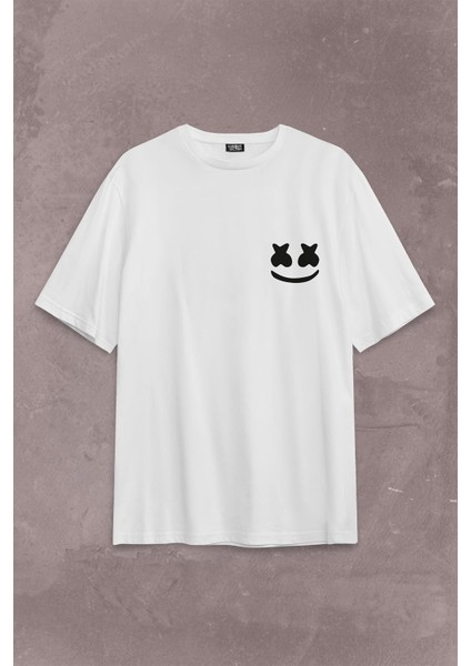 Dj Marshmello Marsh Mello Fortnite Sırt Ön Baskılı Oversize Tişört T-Shirt