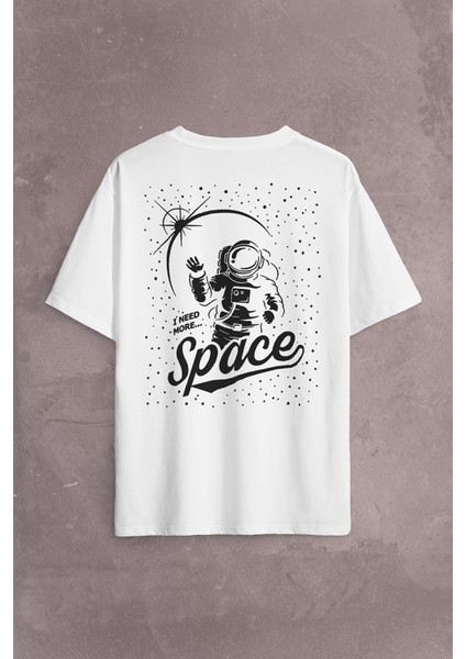 I Need More Space Uzay Cosmos Astronot Galaksi Sırt Ön Baskılı Oversize Tişört T-Shirt fiyatları