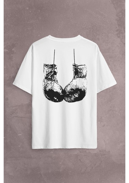 Muhammed Ali Clay Boks Eldiveni Impossible Is Sırt Ön Baskılı Oversize Tişört T-Shirt