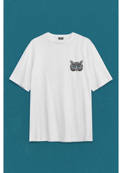 Owl Baykuş Design Desen Tasarım Yavru Minik Kuş Sırt Ön Baskılı Oversize Tişört T-Shirt
