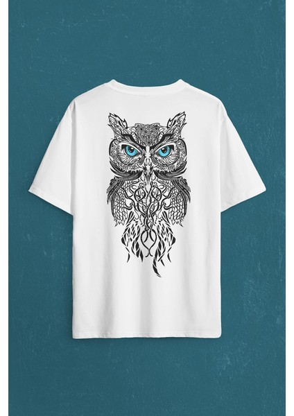 Owl Baykuş Design Desen Tasarım Yavru Minik Kuş Sırt Ön Baskılı Oversize Tişört T-Shirt fiyatları