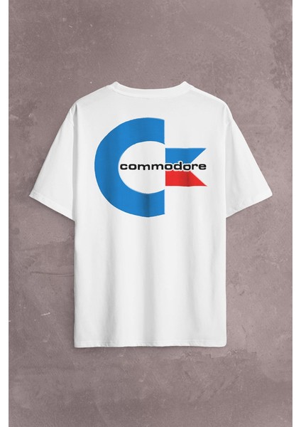 Commodore 61 C64 Logo Antika Bilgisayar Sırt Ön Baskılı Oversize Tişört T-Shirt fiyatları
