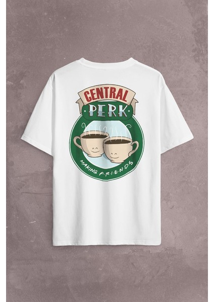Central Perk Making Friends Logo Sırt Ön Baskılı Oversize Tişört T-Shirt fiyatları