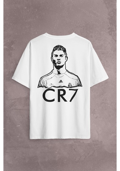 Cristiano Ronaldo Cr7 Logo Sırt Ön Baskılı Oversize Tişört T-Shirt