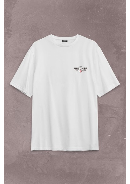 The Witcher Avatar Wild Hunt Online Oyun Wolf Sırt Ön Baskılı Oversize Tişört T-Shirt